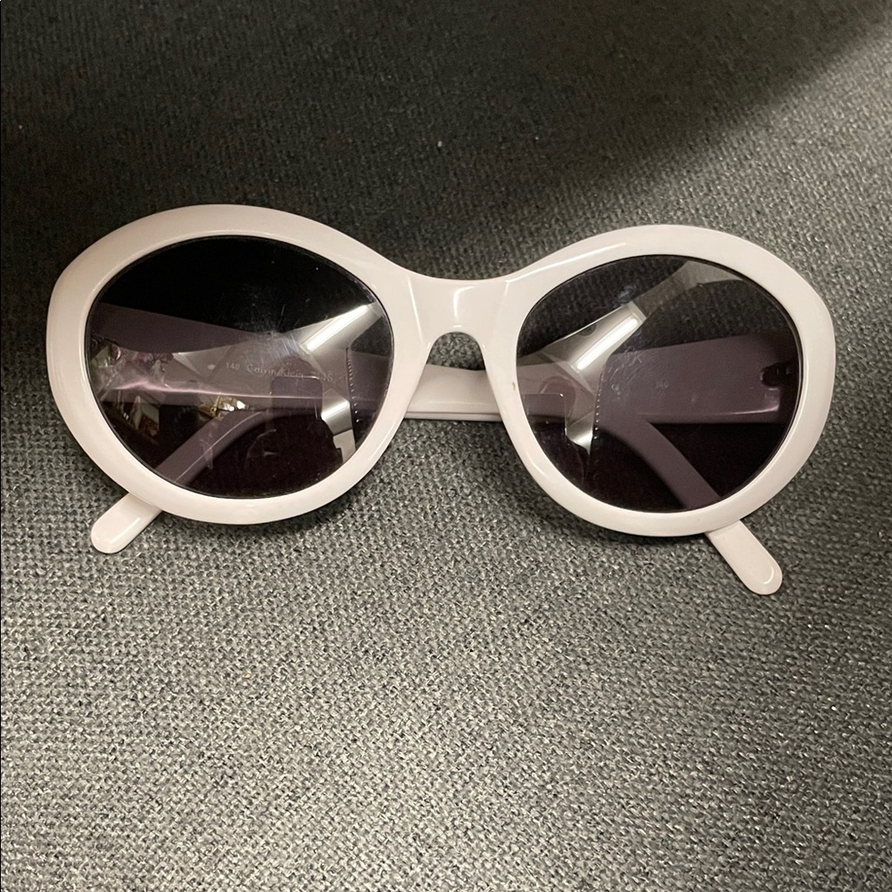 Calvin Klein Chic White Oval Sunglasses